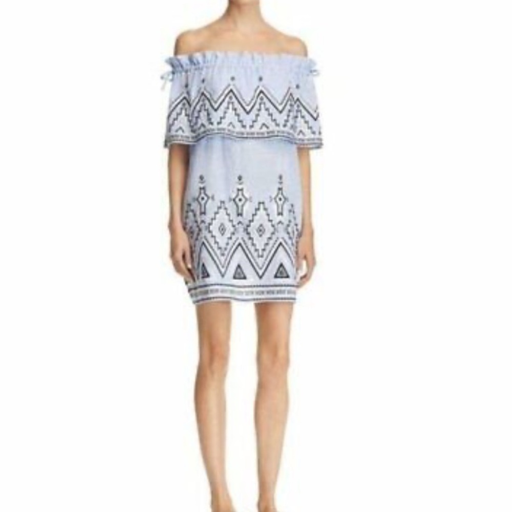 Parker linen embroidered Susie off shoulder dress M - Picture 8 of 8
